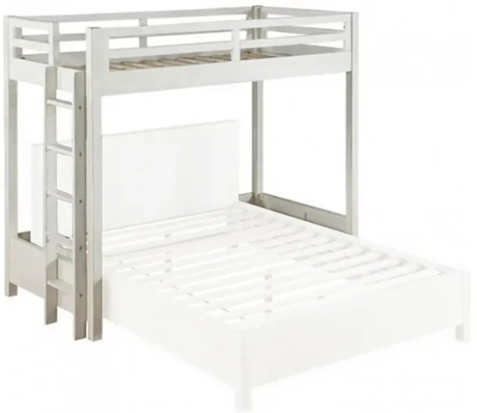 Twin Loft Bed Fixed Ladder, White-Benzara