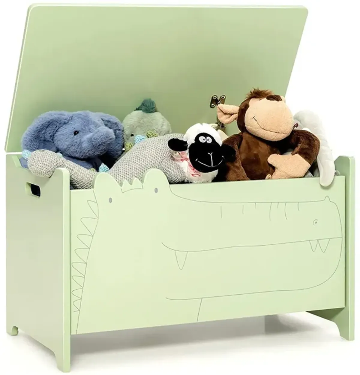 Wooden Kids Toy Box with Safety Hinge-Green