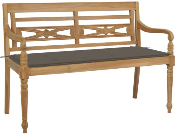 vidaXL Batavia Bench with Taupe Cushion 44.1" Solid Teak Wood