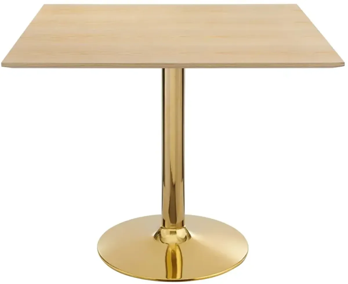 Modway - Verne 35" Square Dining Table Gold Natural