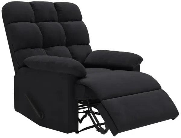 ProLounger Wall Hugger Recliner in Black Microfiber with Square Tufted Back
