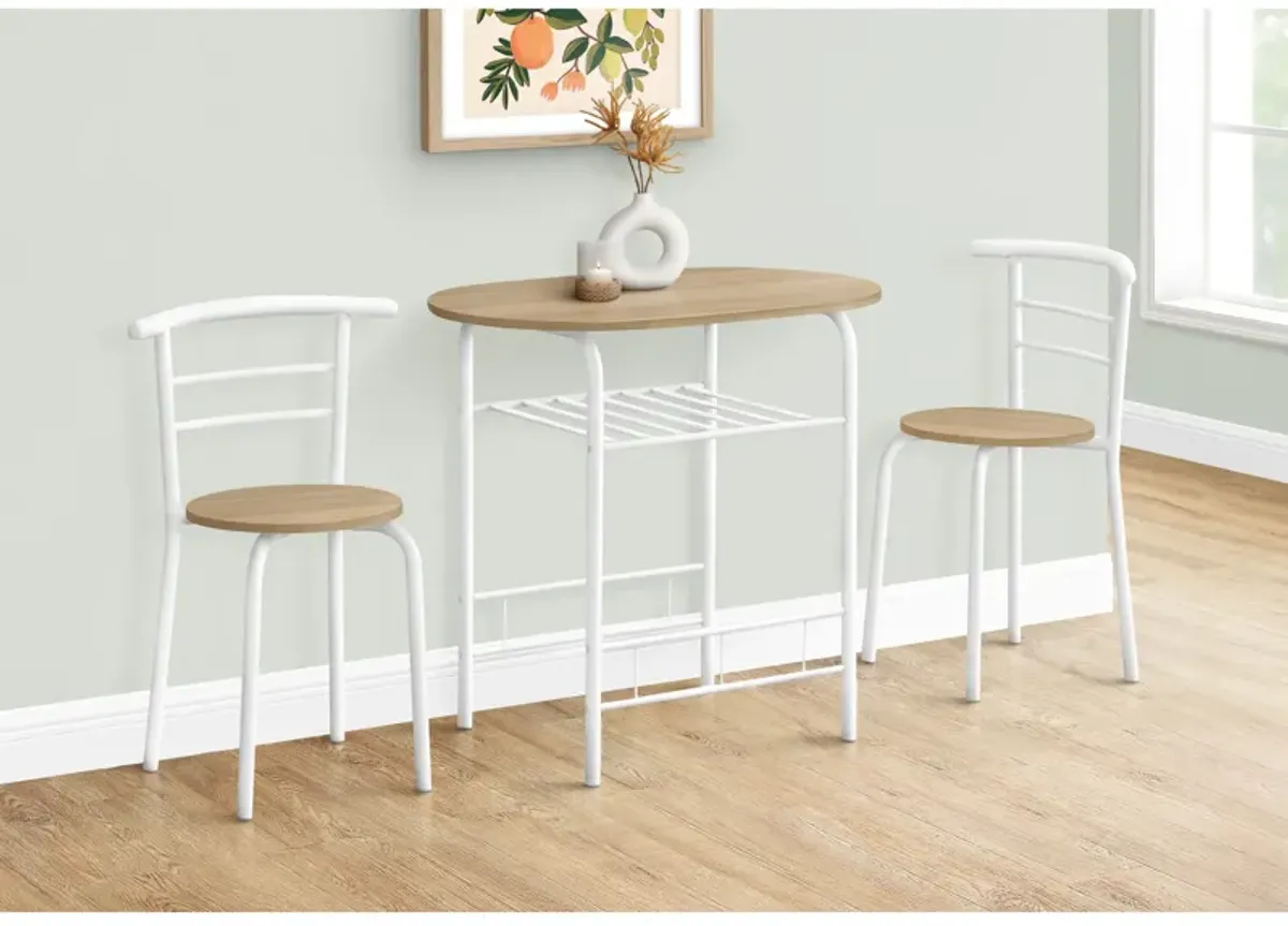 Monarch Specialties I 1209 Dining Table Set, 3pcs Set, Small, 32" L, Kitchen, Metal, Laminate, Natural, White, Contemporary, Modern