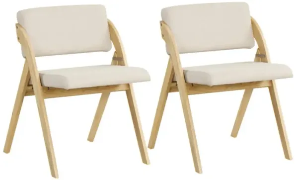 Hivvago Set of 2 Folding Kitchen Dining Chairs with Rubber Wood Legs