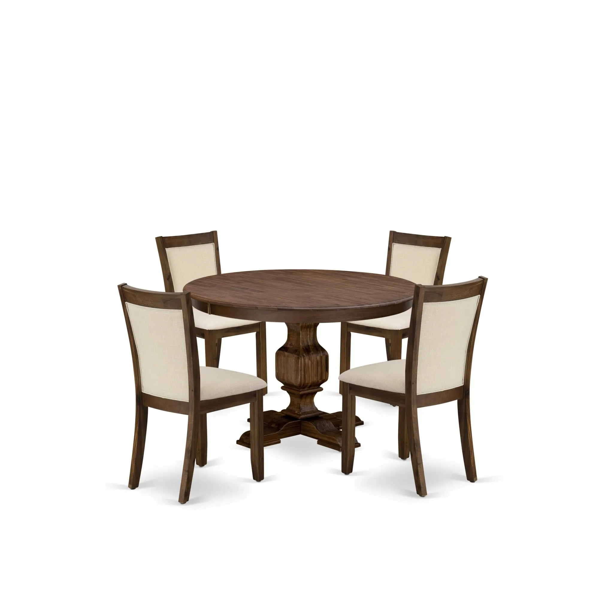 East West Furniture East West Furniture F3MZ5-NN-32 5-Piece Dining Table Set - A Gorgeous dining Table and 4 Gorgeous Light Beige Linen Fabric Kitchen Chairs with Stylish High Back (Sand Blasting Antique Walnut Finish)