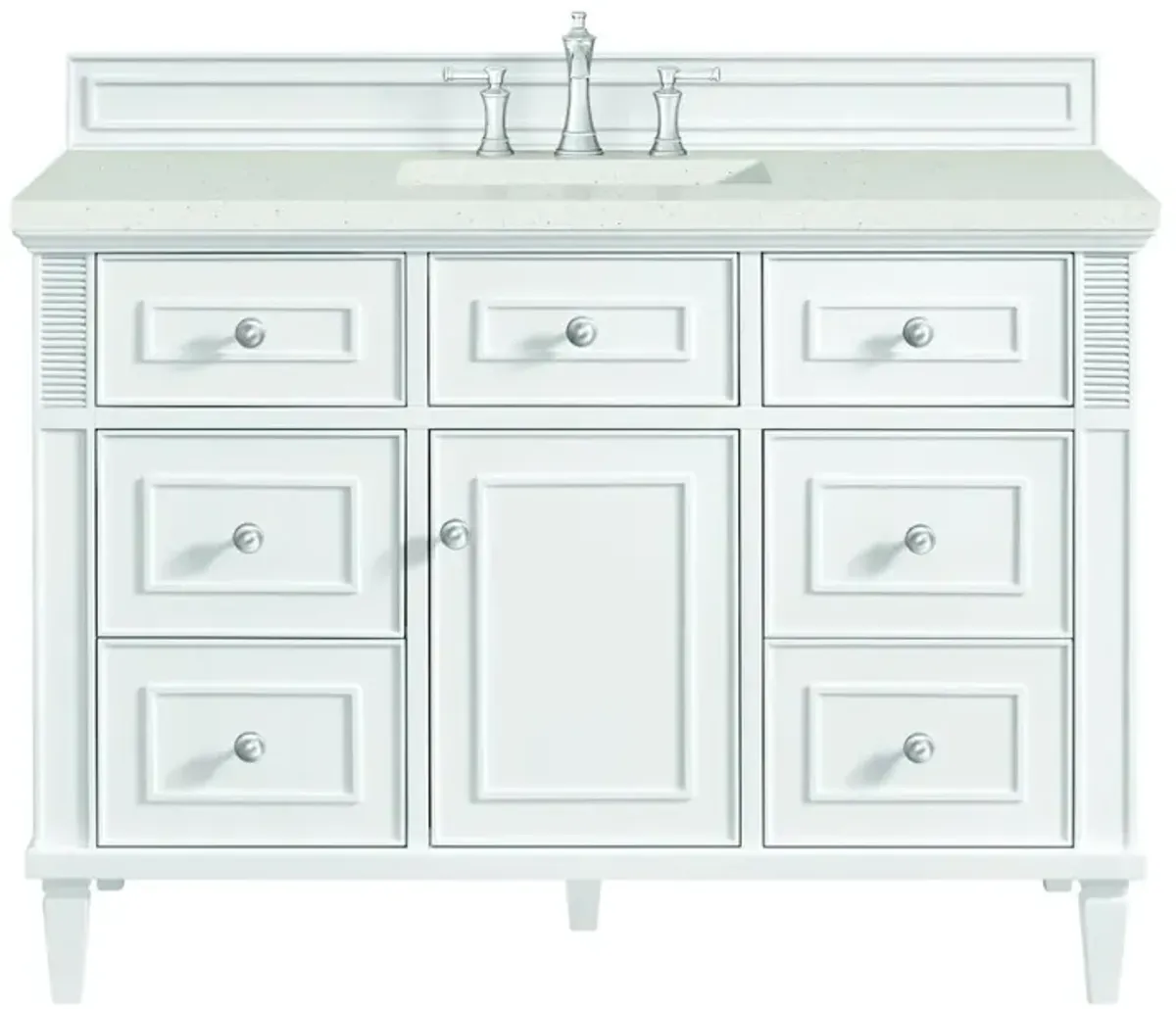 James Martin Vanities 48 Single Vanity, Bright White w/ 3 CM Lime Delight Quartz Top