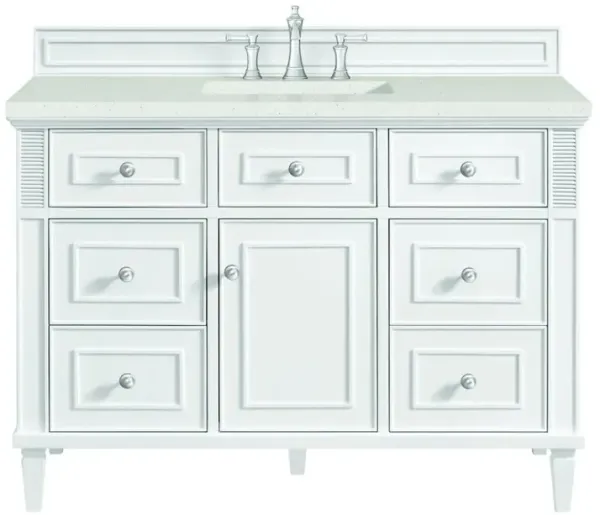 James Martin Vanities 48 Single Vanity, Bright White w/ 3 CM Lime Delight Quartz Top