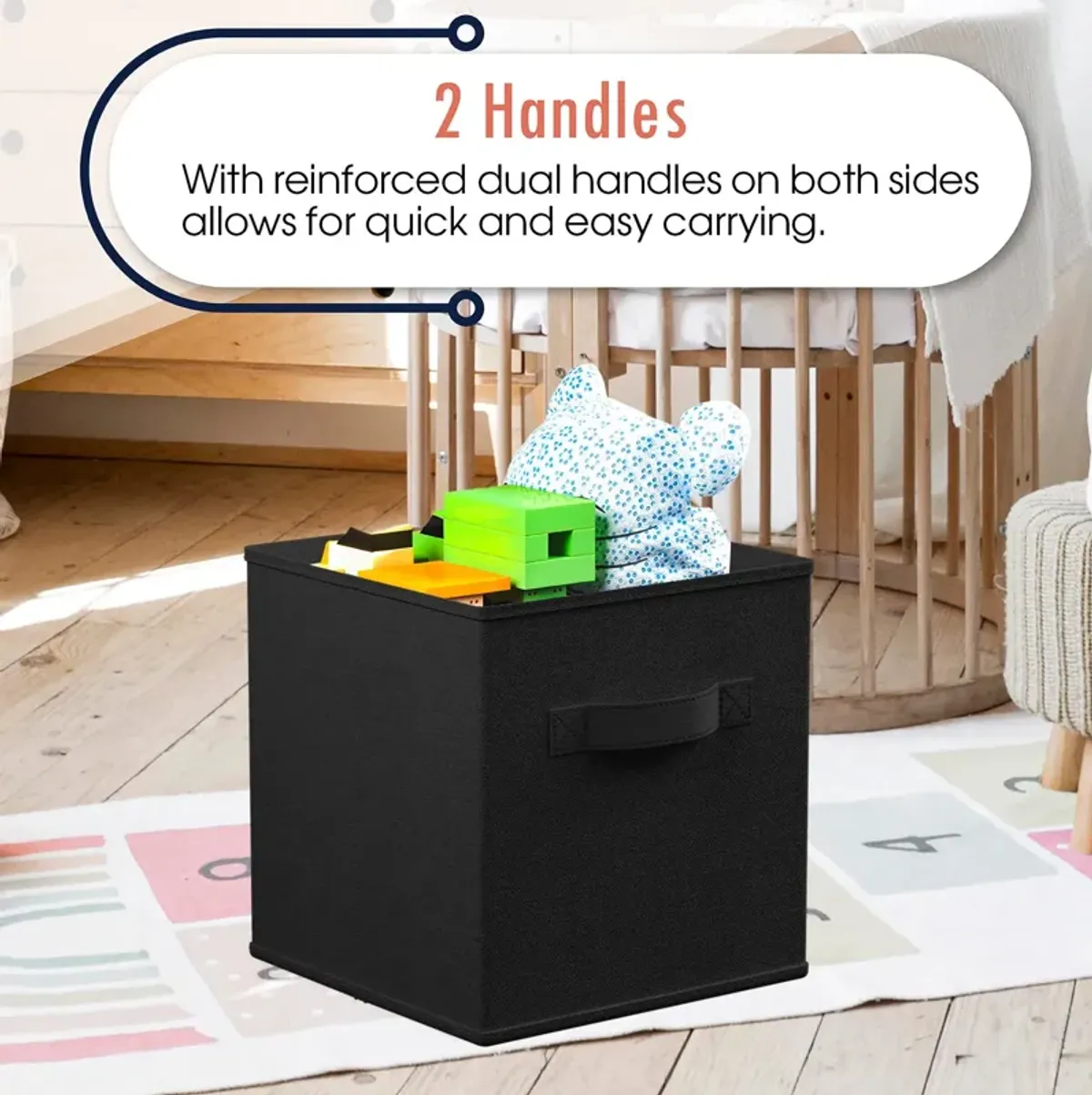 Foldable Storage Cube Bin with Dual Handles