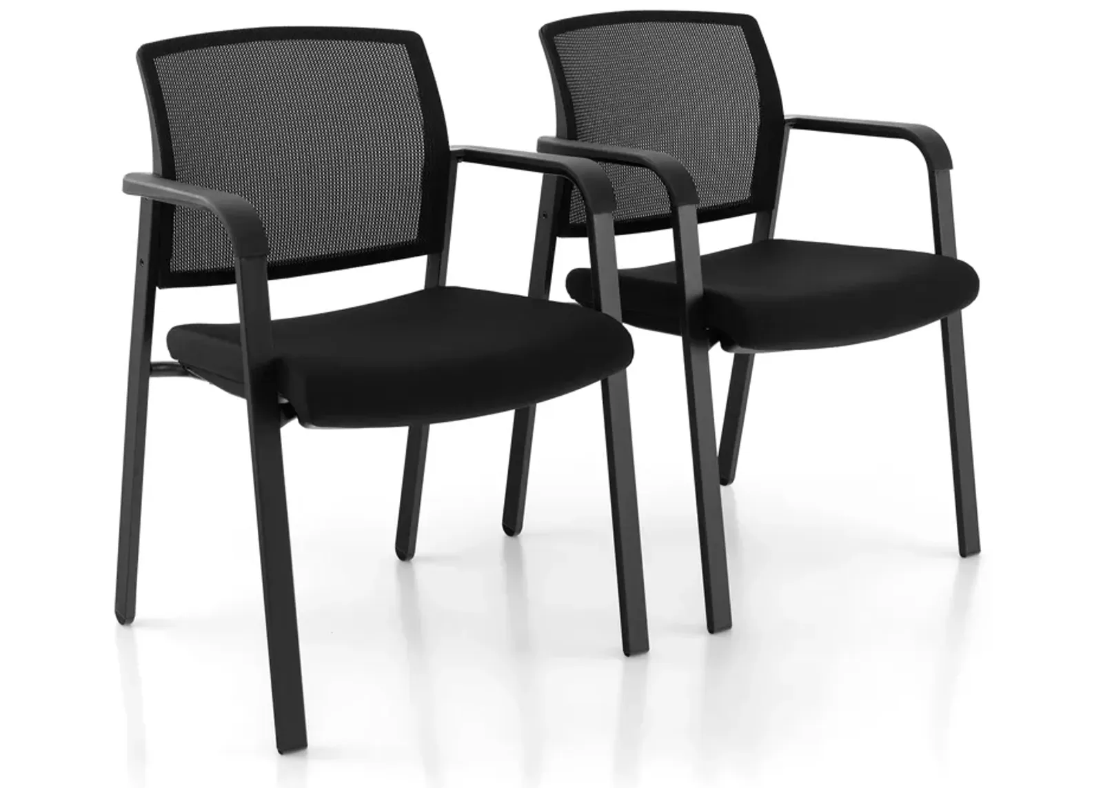 Set of 2 Stackable Reception Room Chairs with Padded Seat-Black