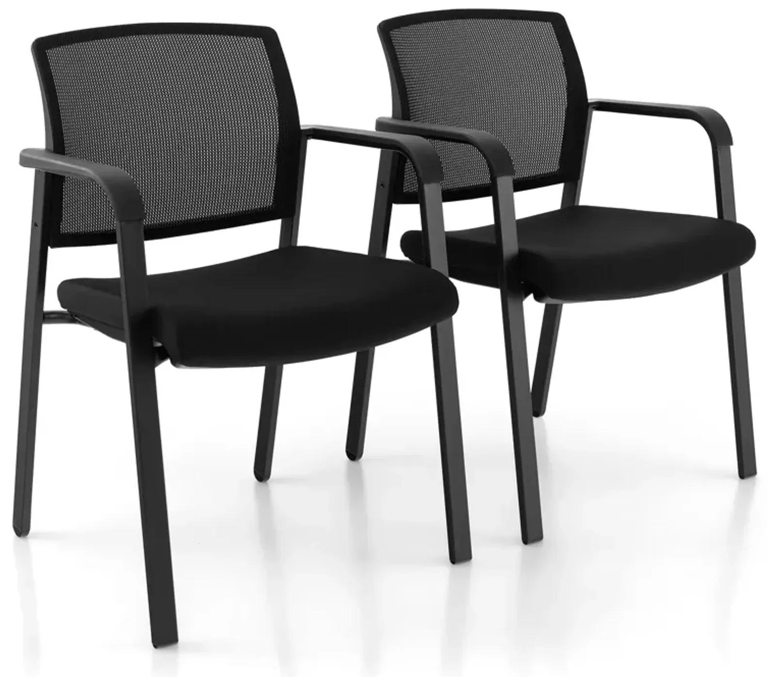 Set of 2 Stackable Reception Room Chairs with Padded Seat-Black