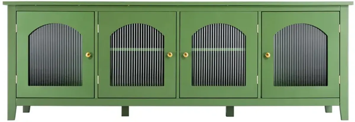Streamdale Stylish 71-Inch TV Stand with Antique Green Glass Door