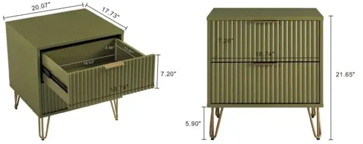 Dumbo 2-Drawer Nightstand in Green