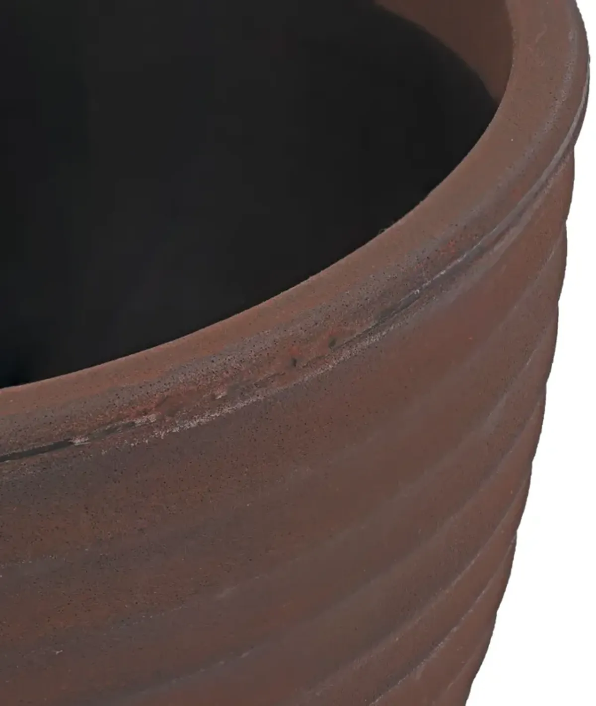 Sunnydaze 16 in Ribbed Polyresin Outdoor Planter - Rust - Set of 2