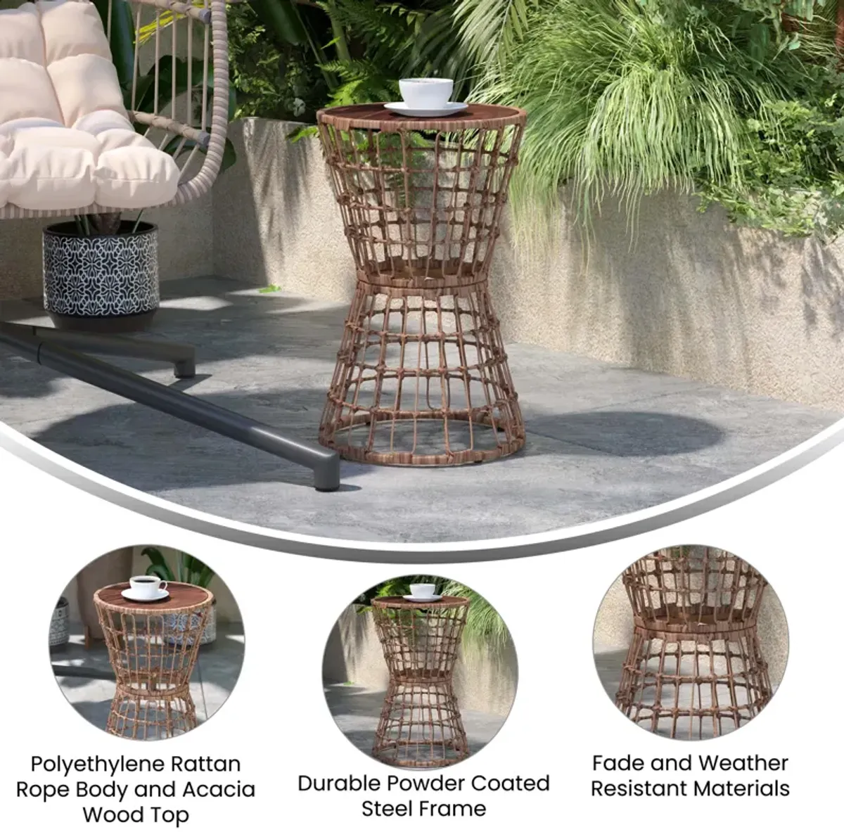 Rope Rattan Patio Table