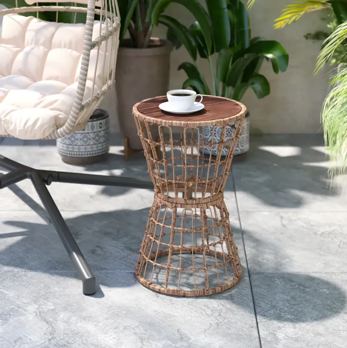 Rope Rattan Patio Table