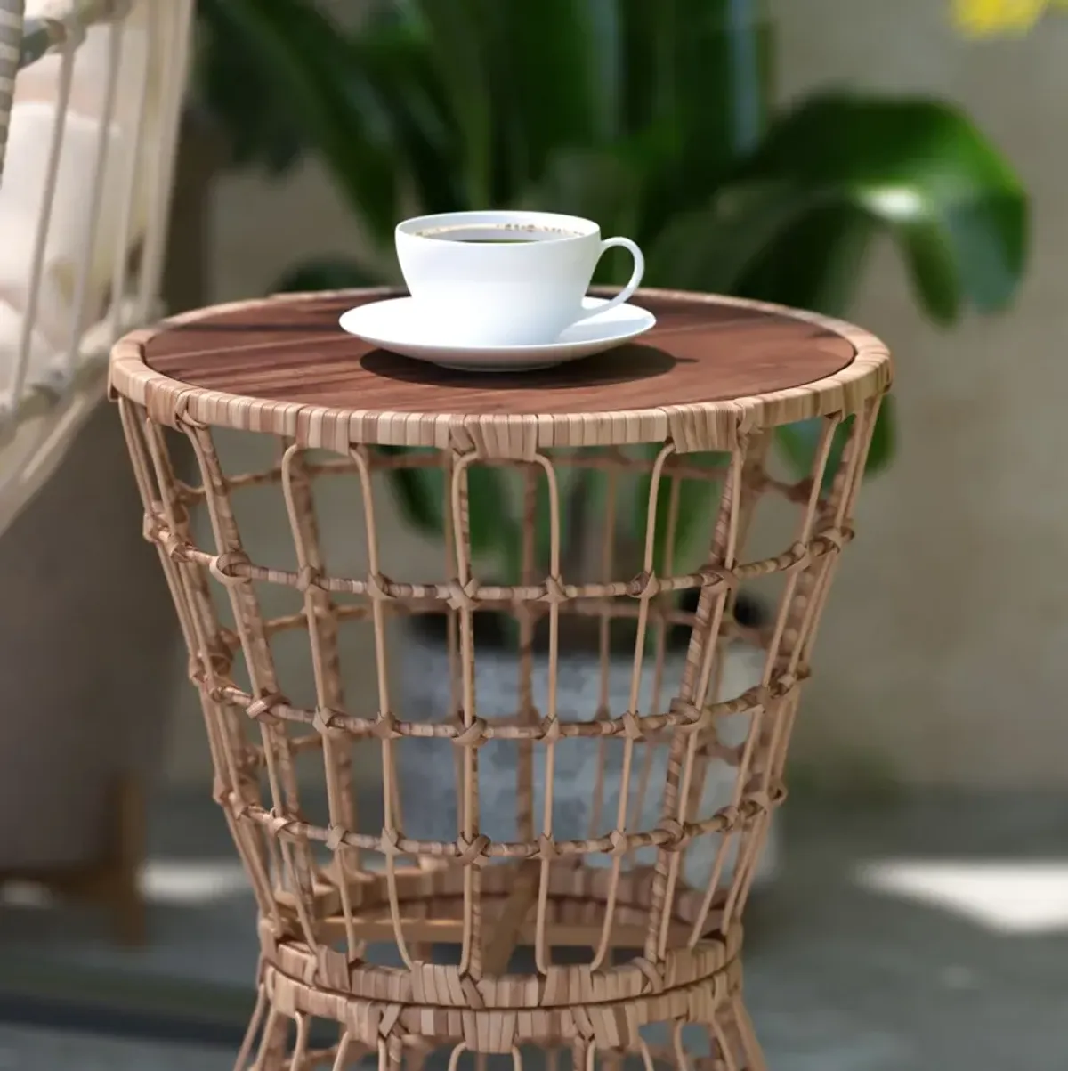 Rope Rattan Patio Table