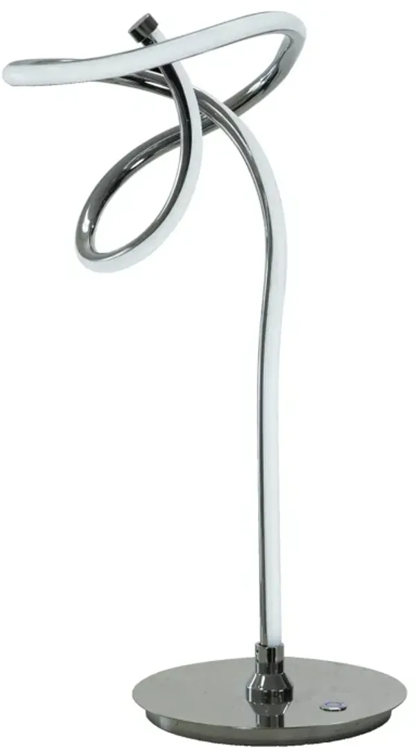 Sea 22 Inch Table Lamp, Accent Twisted LED Light, Modern Style, Chrome Base - Benzara