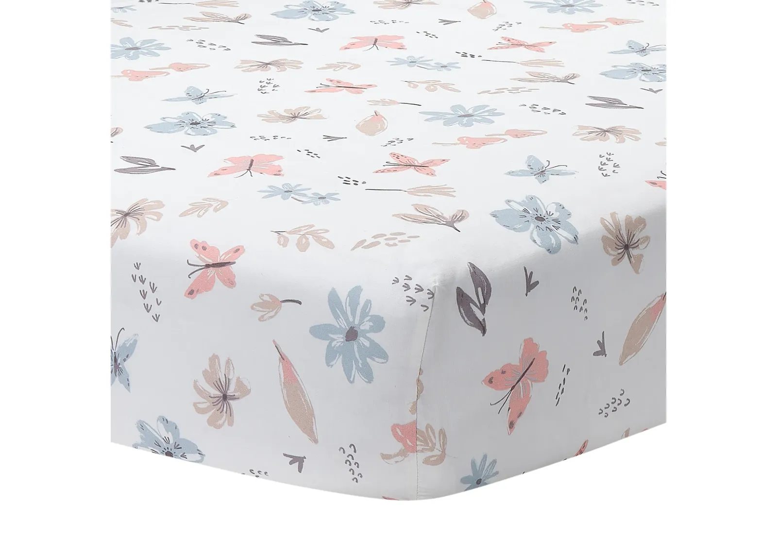 Lambs & Ivy Baby Blooms Watercolor Floral/Butterfly Cotton Fitted Crib Sheet