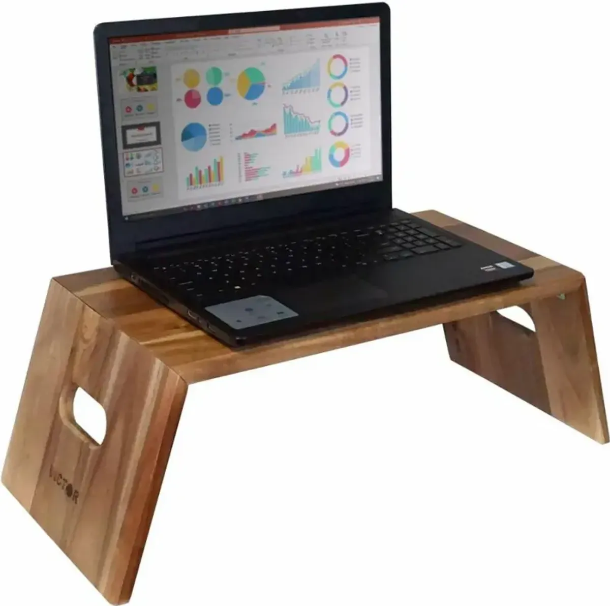 Victor High Rise Portable Folding Laptop Desk - 10 lb Load Capacity - 8.8" Height - Desk - Acacia Wood, Plywood - Natural