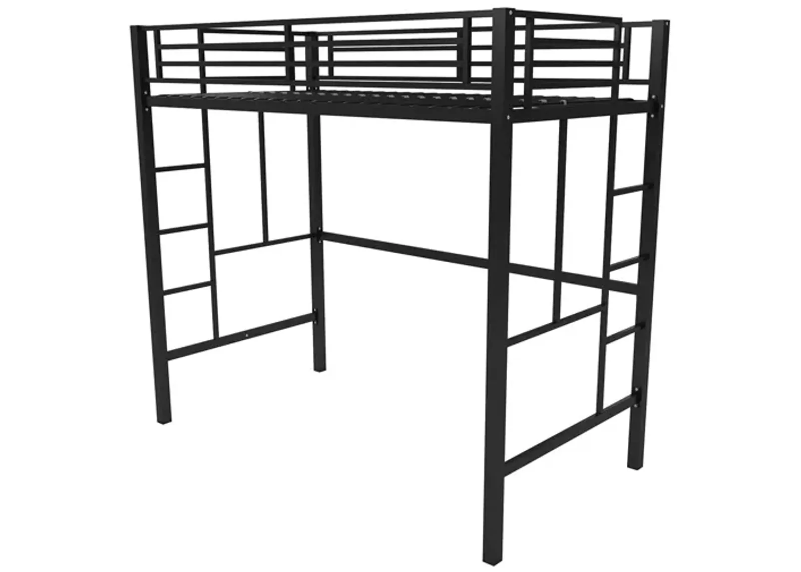 Atwater Living Grace Twin Metal Loft Bed with Two Ladders and Safety Railings