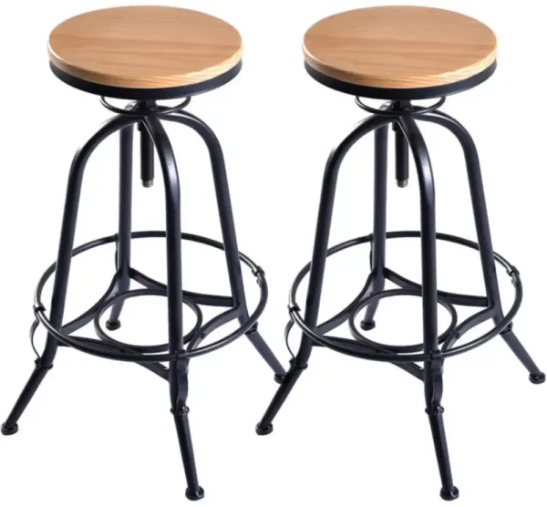 Set of 2 Adjustable Vintage Bar Stools