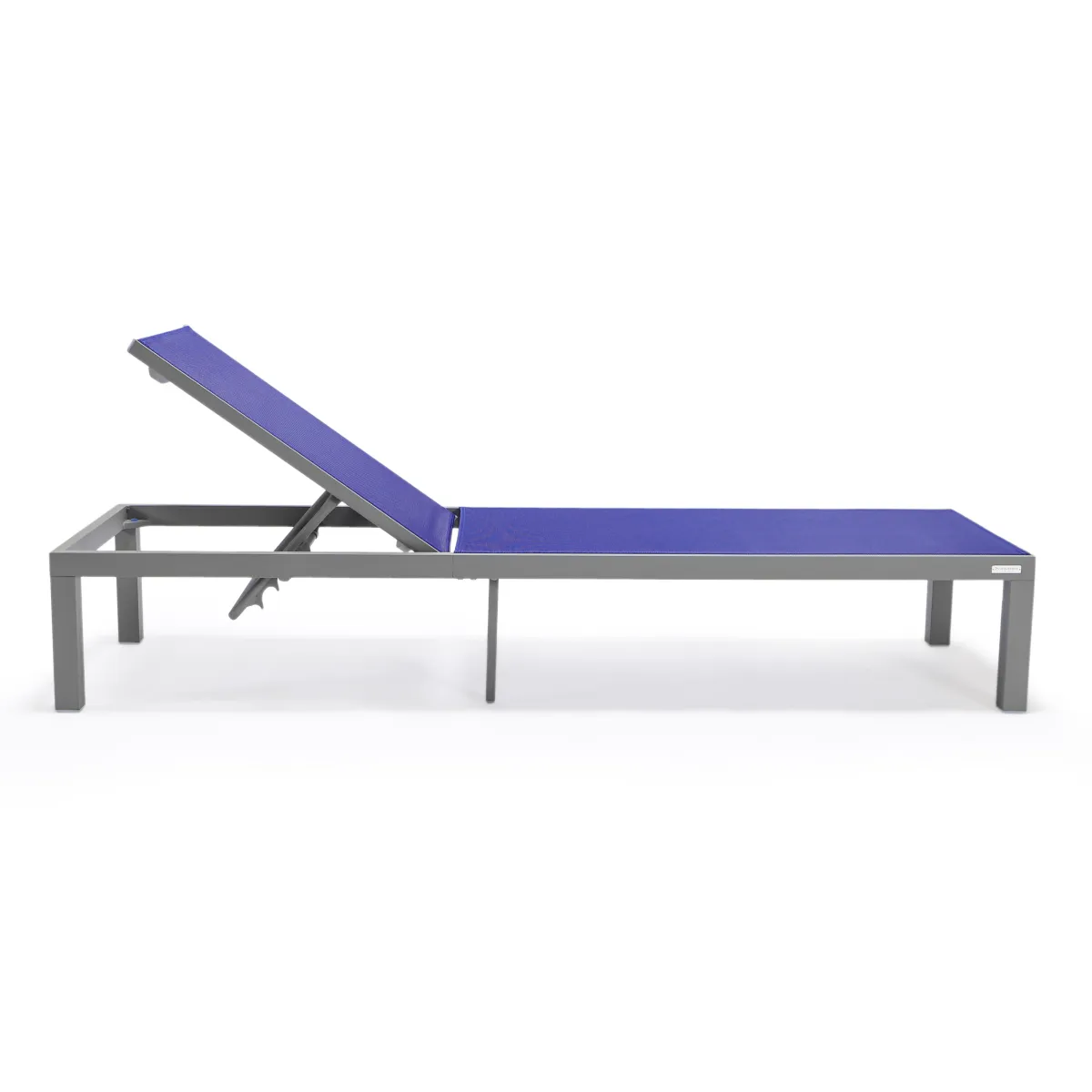 LeisureMod Marlin Patio Chaise Lounge Chair With Grey Aluminum Frame, Set of 2