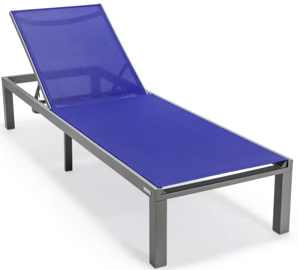 LeisureMod Marlin Patio Chaise Lounge Chair With Grey Aluminum Frame, Set of 2