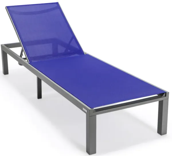 LeisureMod Marlin Patio Chaise Lounge Chair With Grey Aluminum Frame, Set of 2