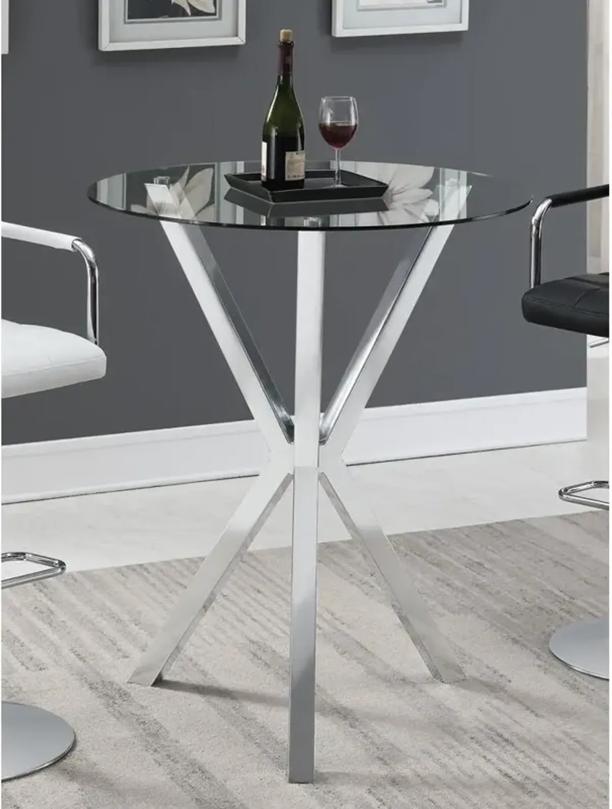 Coaster Co. of America Denali Round Glass Top Bar Table Chrome