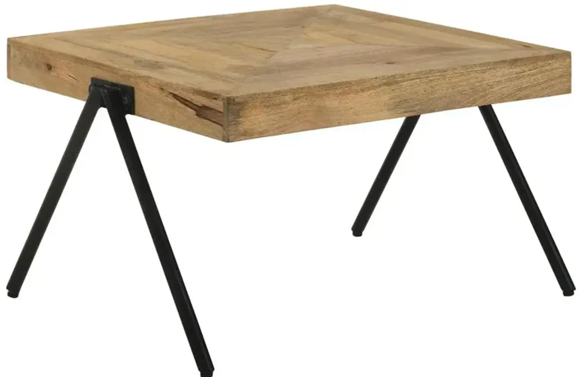 Avery Rectangular Coffee Table with Metal Legs Natural and Black