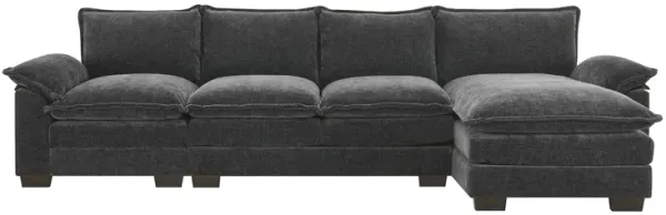 MONDAWE Modern L-shaped Chenille Cloud Sofa with Double Seat Cushions,5-seat Upholstered Indoor Furniture,Sleeper Sofa Couch with Chaise Lounge