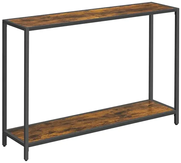 Hivvago Rustic Brown Long Sofa Table with Shelf