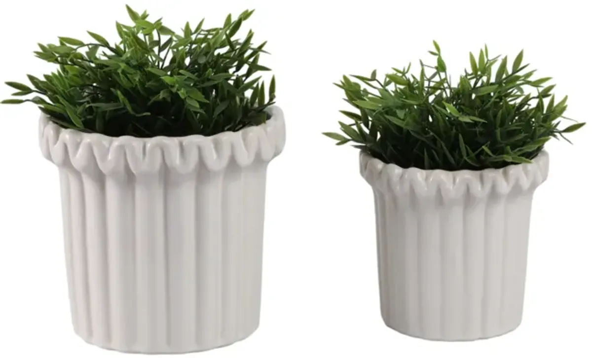 Fluted Stoneware Planters (Set of 2)