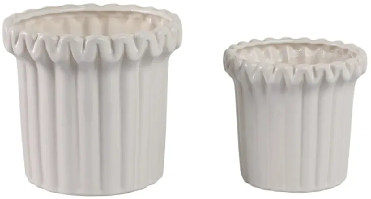 Fluted Stoneware Planters (Set of 2)