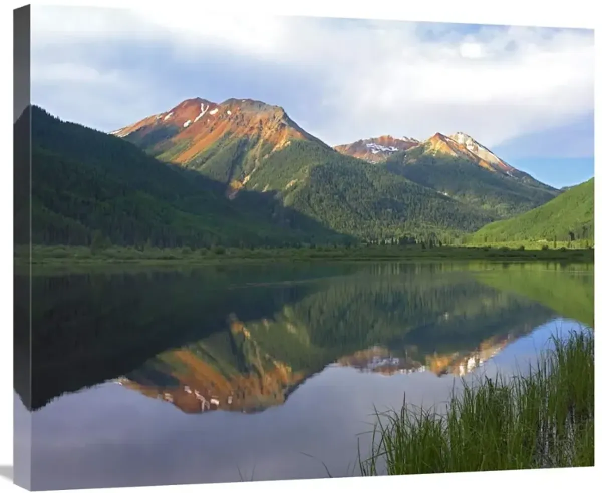 Red Mountain reflected in Crystal Lake, Colorado-Canvas Art-30x24.9