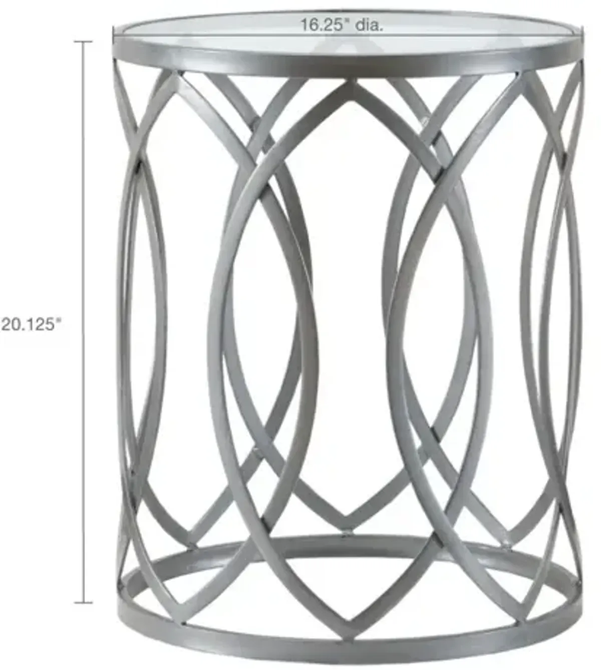 Gracie Mills Chavez Geometric Glass Top with Metal Eyelet Accent Table