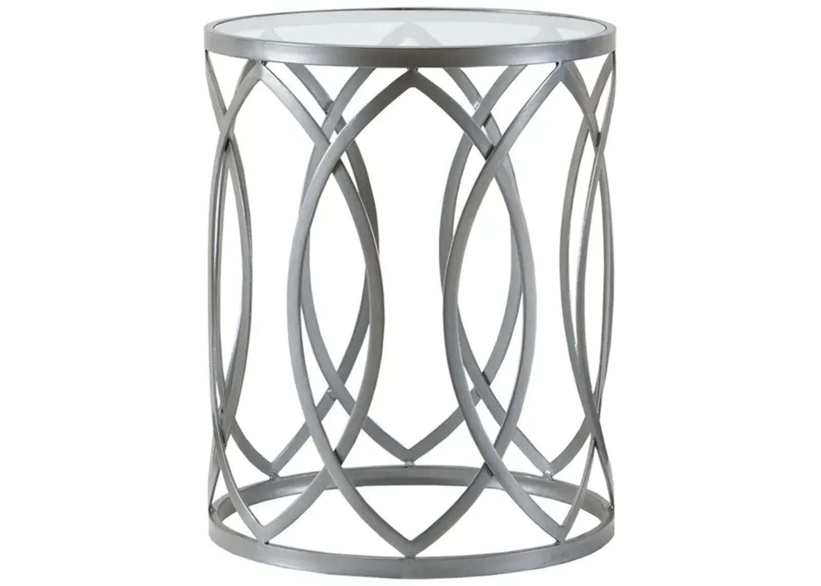 Gracie Mills Chavez Geometric Glass Top with Metal Eyelet Accent Table