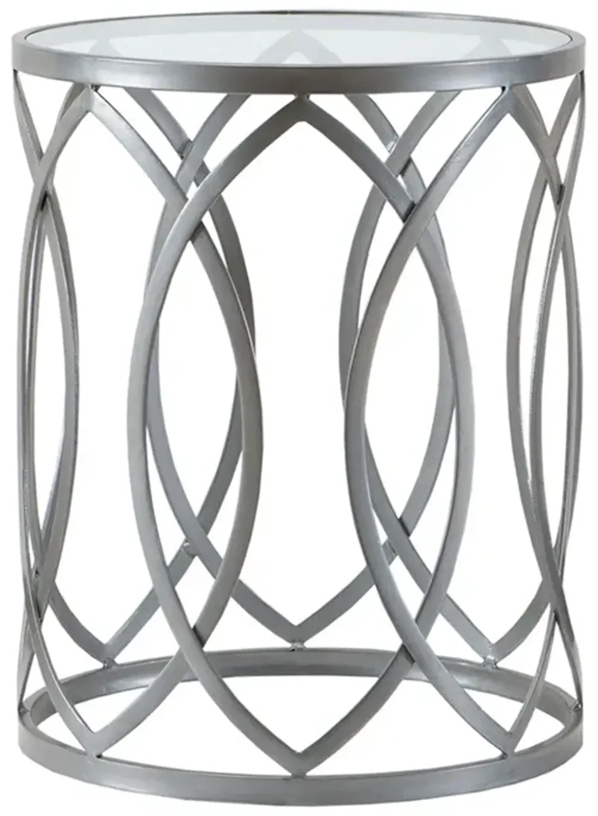 Gracie Mills Chavez Geometric Glass Top with Metal Eyelet Accent Table