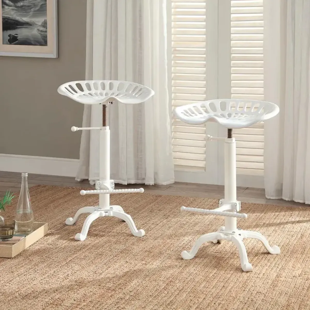 Carolina Living Adjustable Tractor Seat Barstool - White