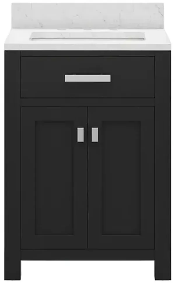 Madison 24 In. Single Sink Carrara White Marble Countertop Bath Vanity in Espresso
