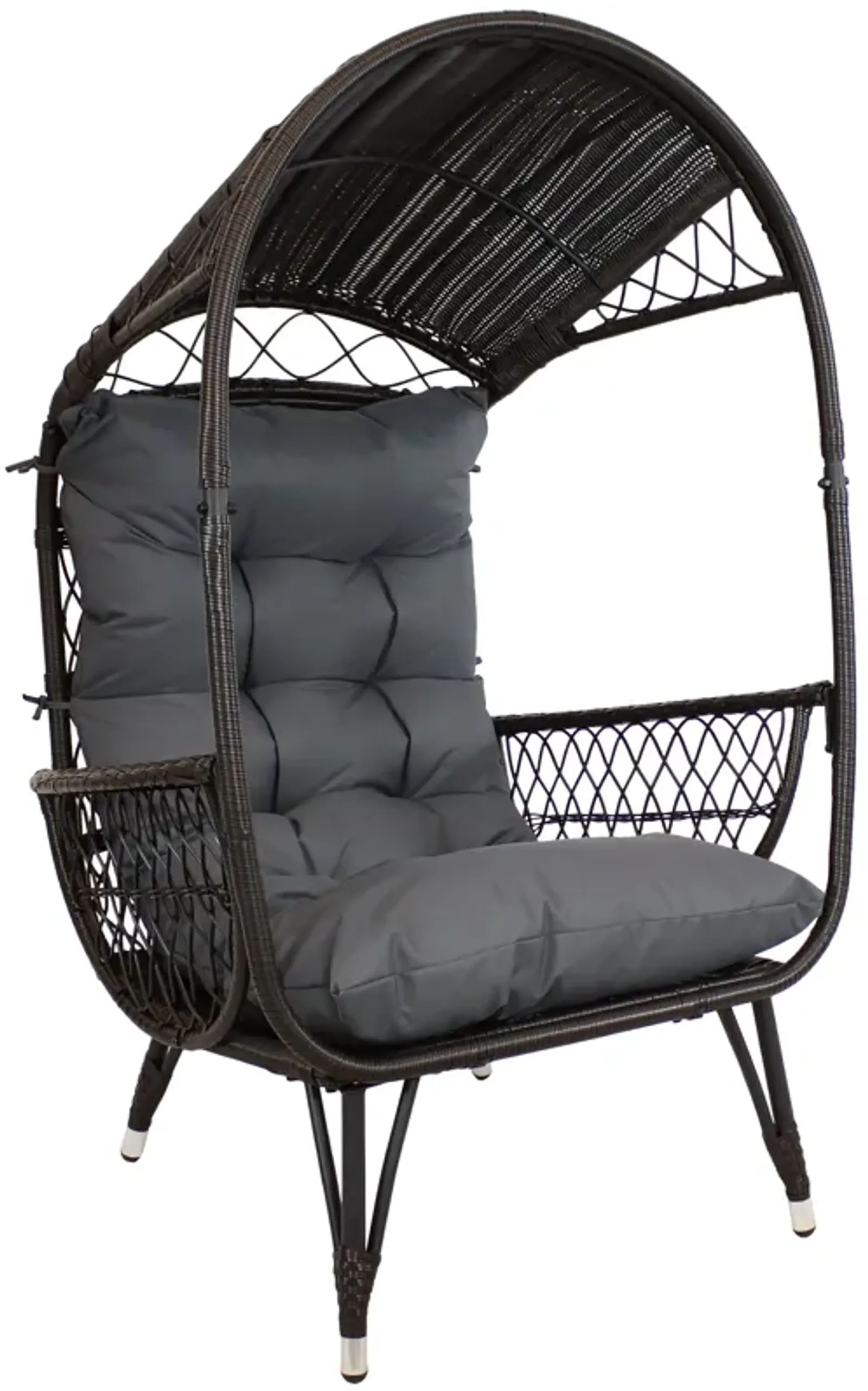 Sunnydaze Shaded Comfort Wicker Outdoor Basket Chair with Cushion