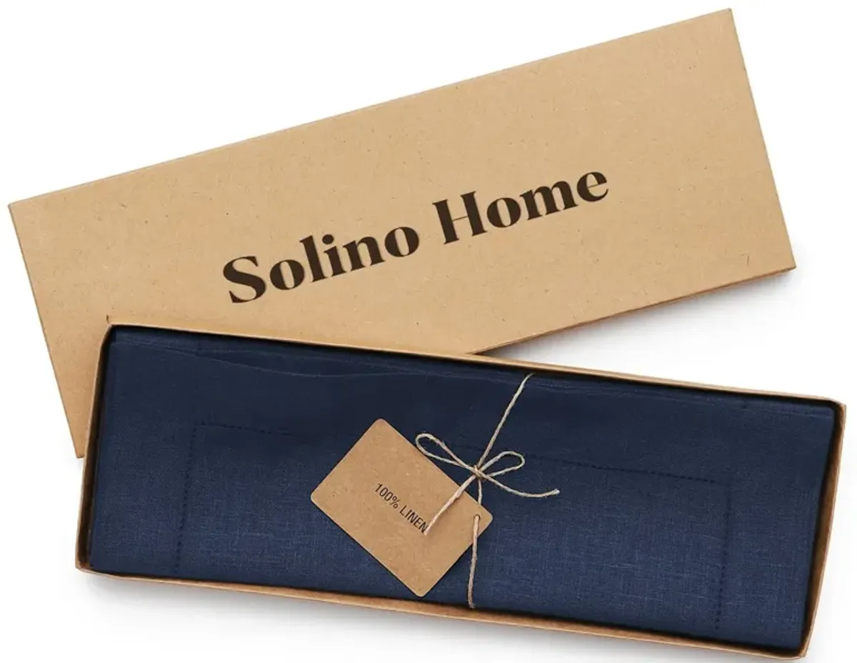 Solino Home 100% Pure Linen Placemats 14 x 19 Inch Set of 4 - Classic Hemstitch