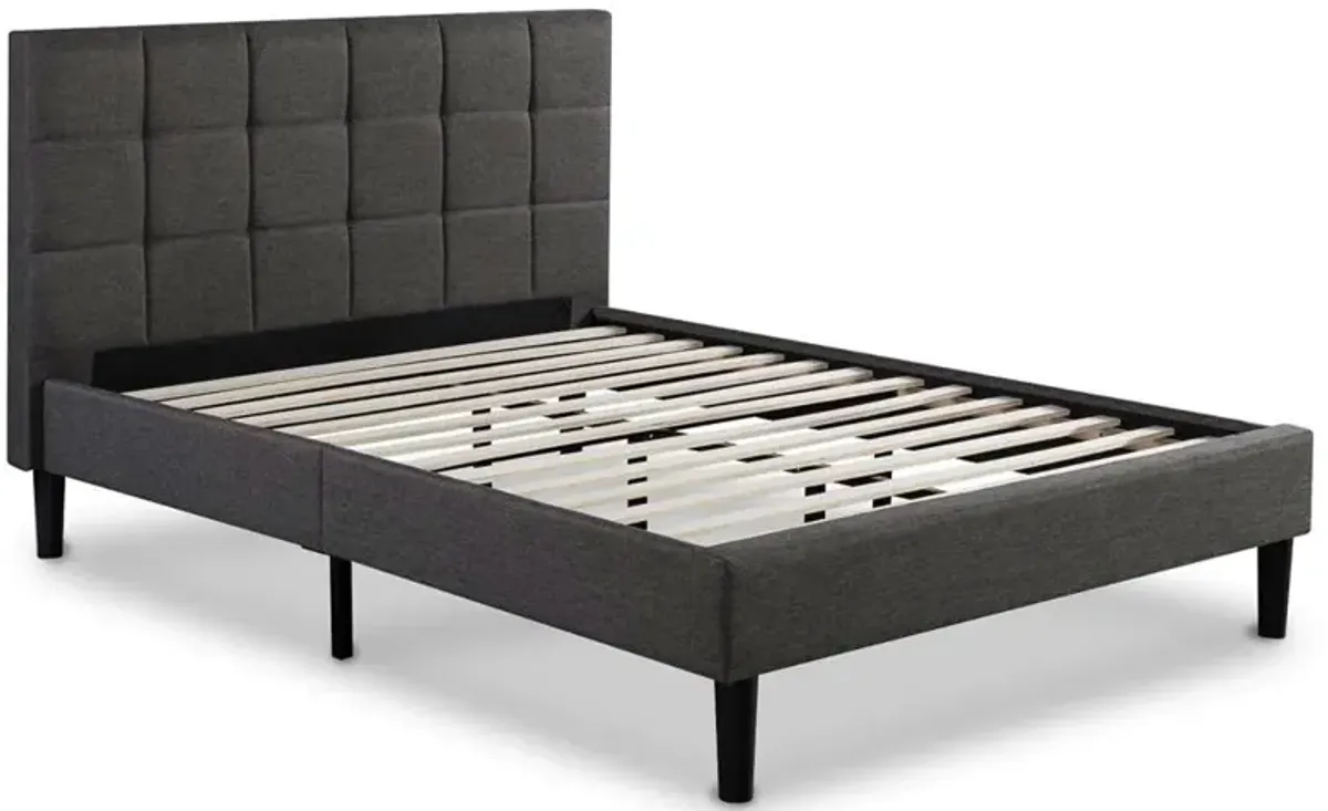 Hivvago King size Dark Grey Upholstered Platform Bed with Headboard