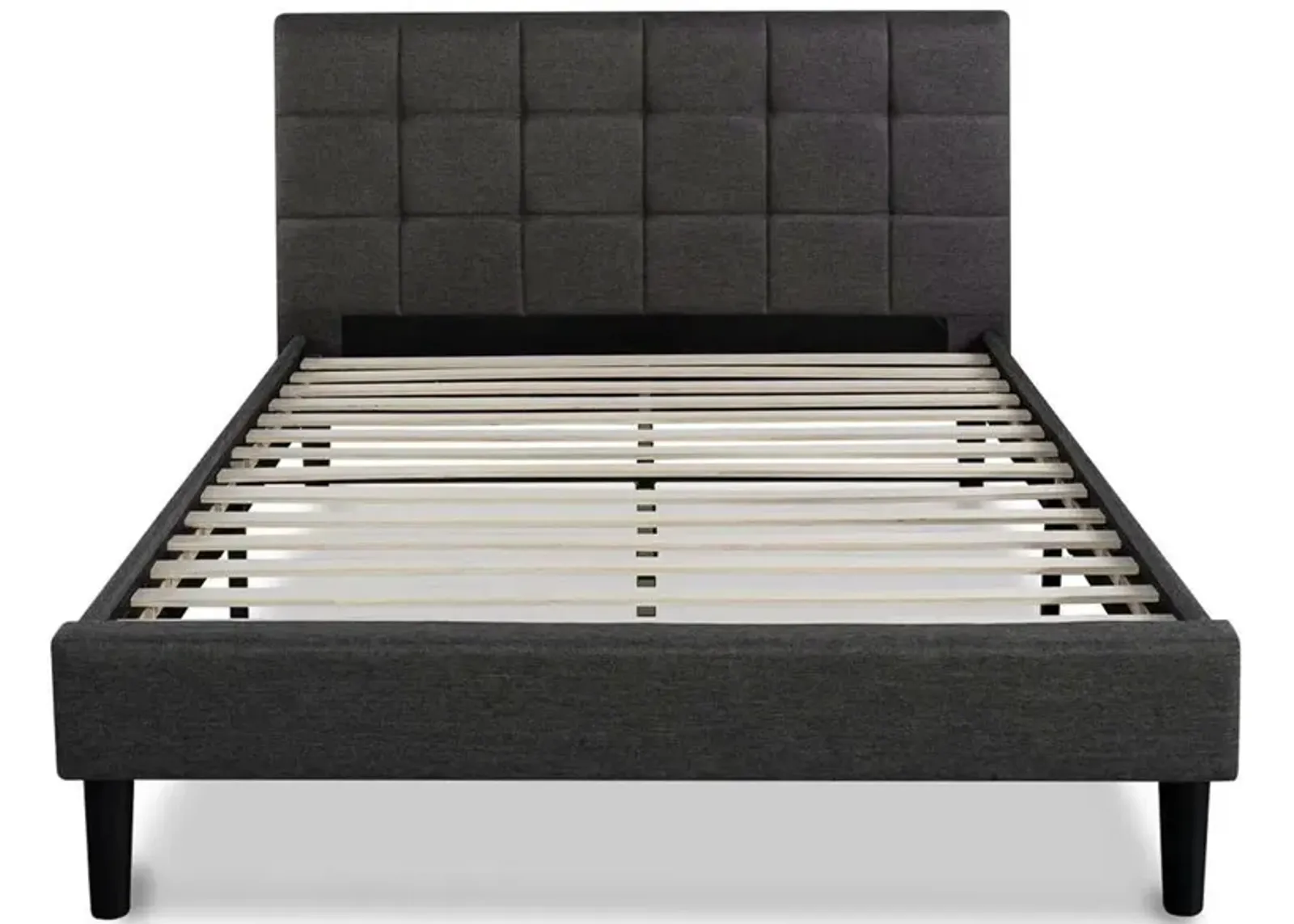 Hivvago King size Dark Grey Upholstered Platform Bed with Headboard