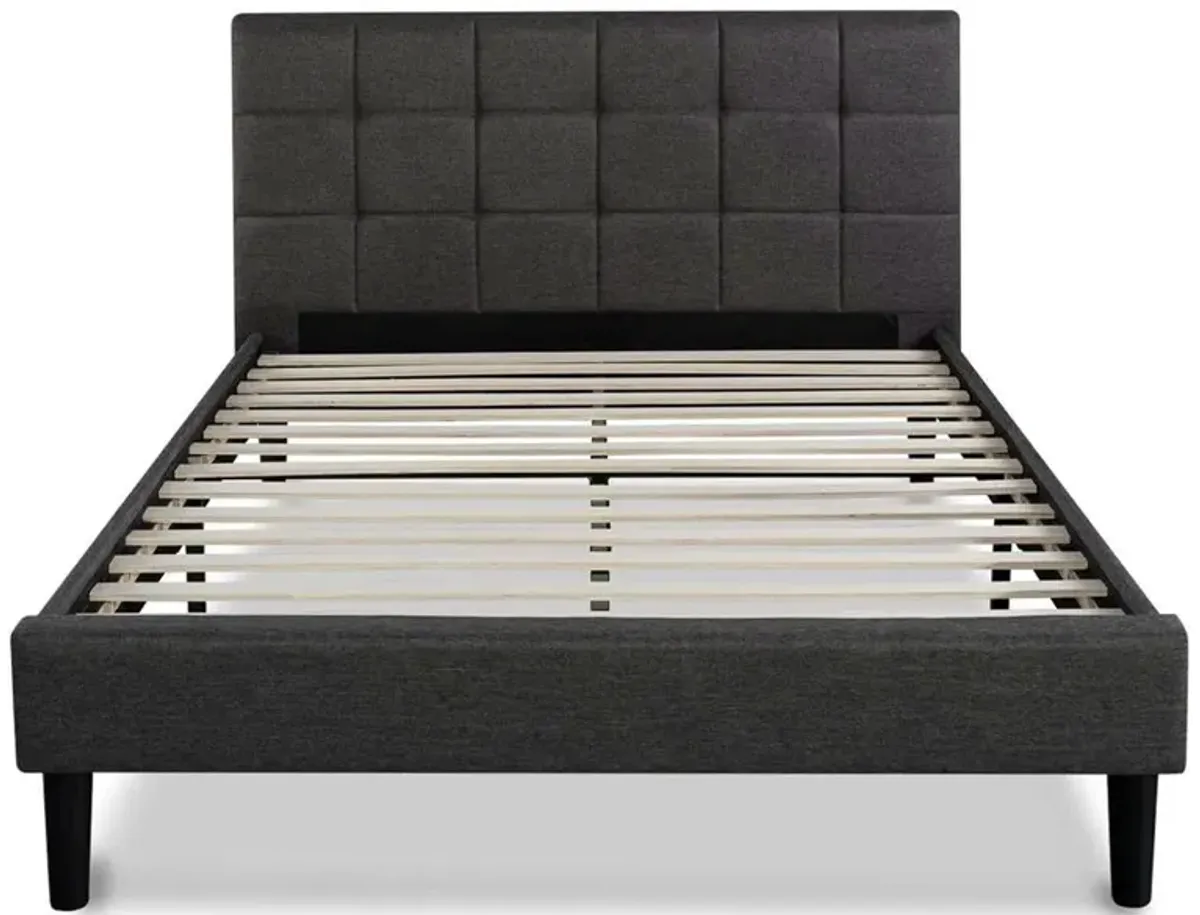 Hivvago King size Dark Grey Upholstered Platform Bed with Headboard