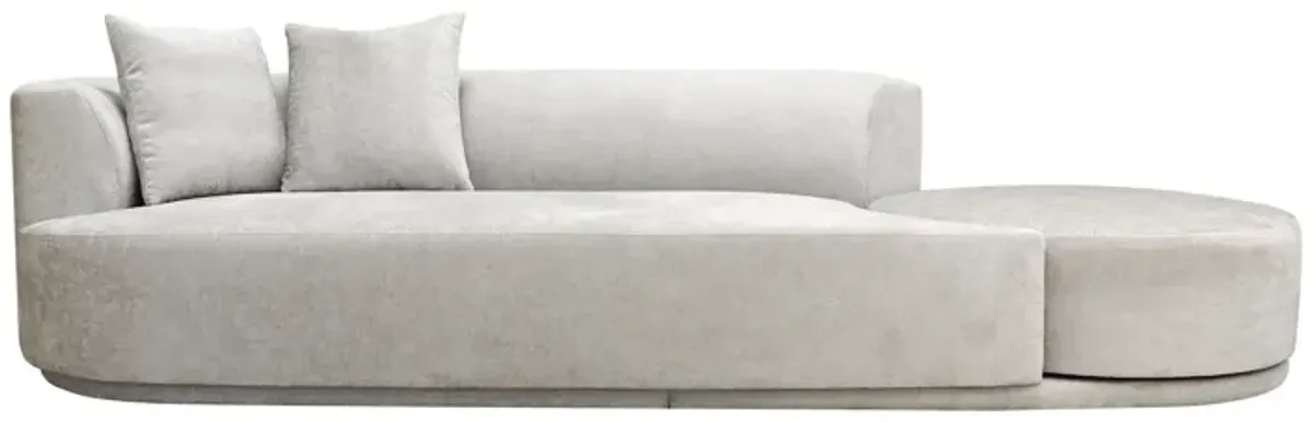 Pasargad Home Noho Cielo Design Sofa with Swivel Base Ottoman & 2 Pillows, Beige