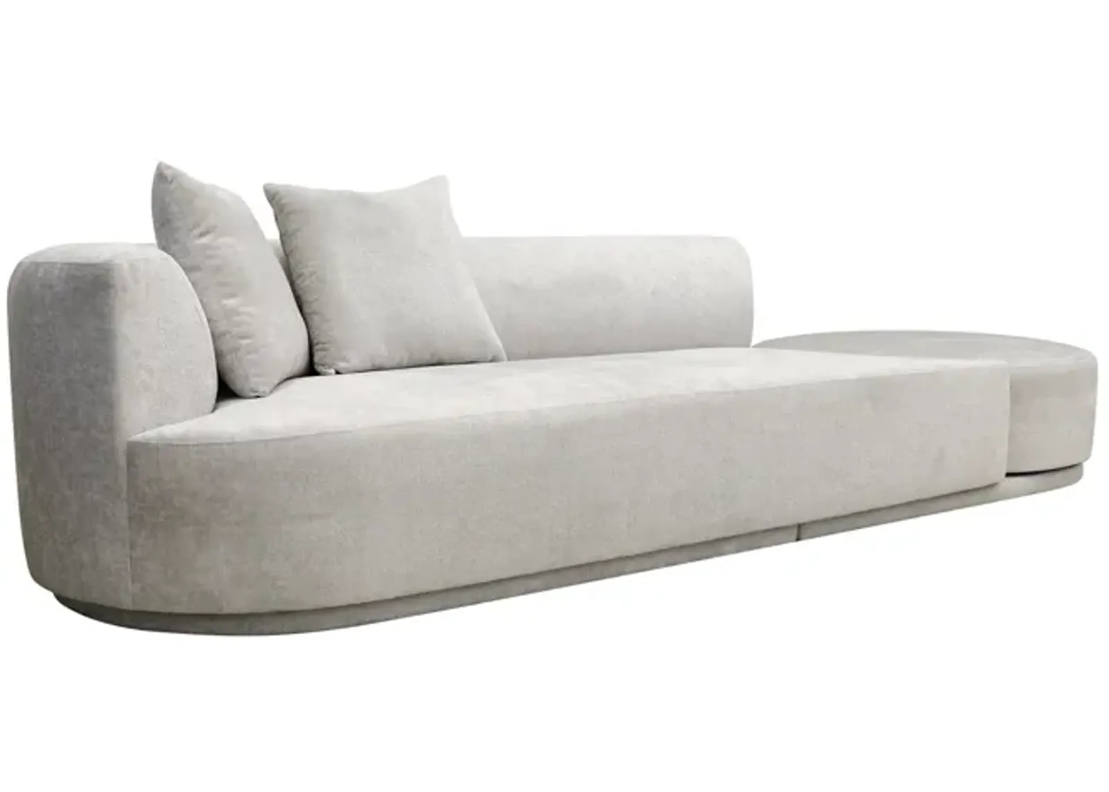 Pasargad Home Noho Cielo Design Sofa with Swivel Base Ottoman & 2 Pillows, Beige