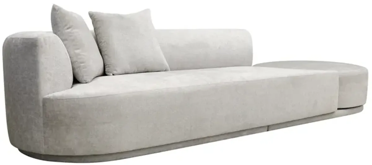 Pasargad Home Noho Cielo Design Sofa with Swivel Base Ottoman & 2 Pillows, Beige