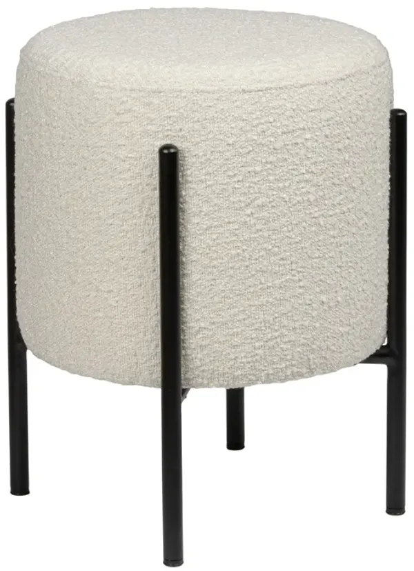 Silvia Modern Minimalist Round Backless Metal/Bouclé Cushioned Vanity Stool