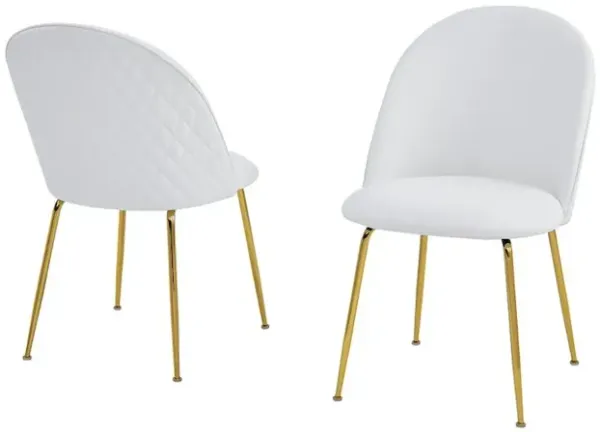 Best Quality Furniture White Faux Leather Side Chairs, Set Of 2