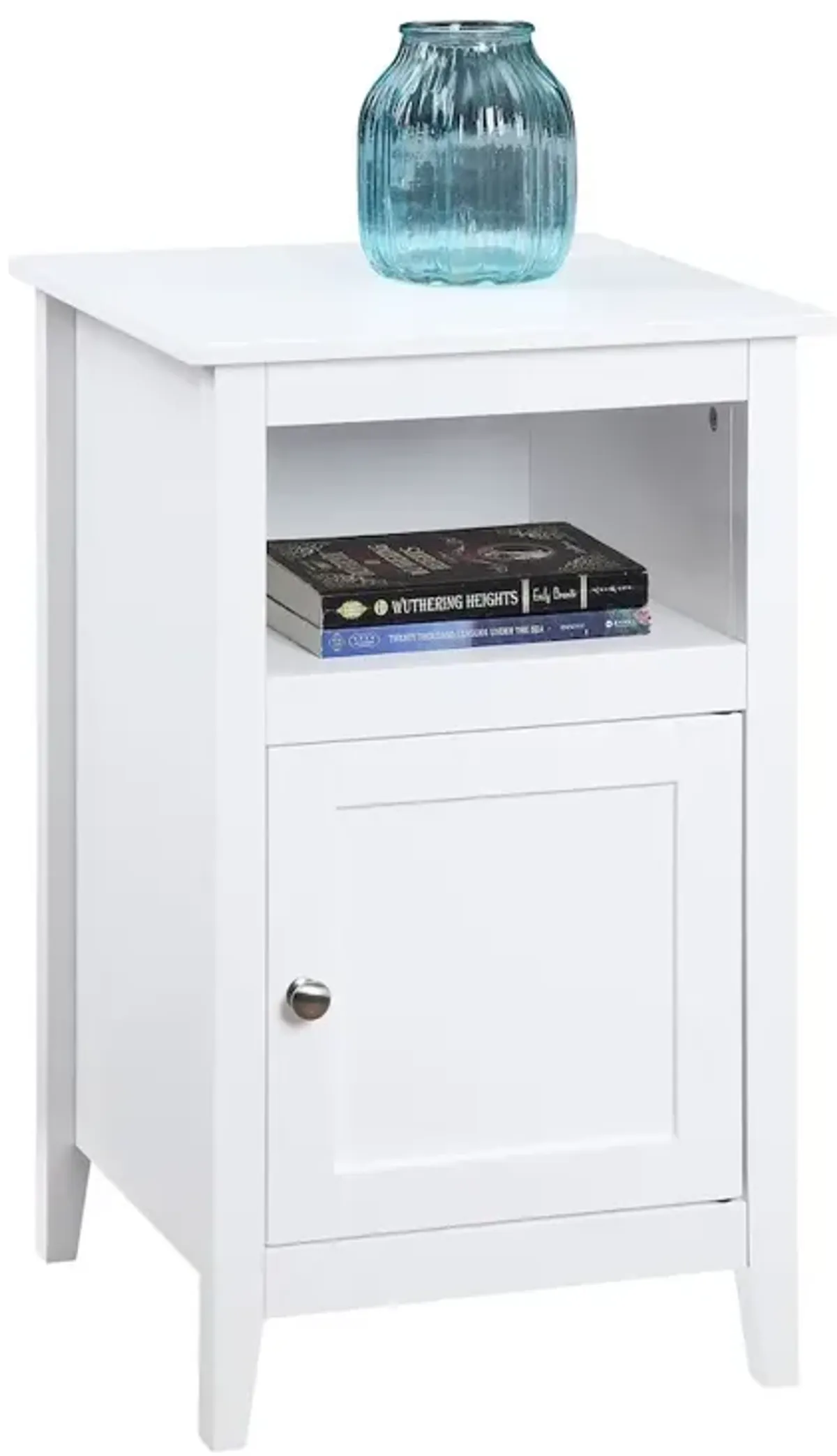 Convenience Concepts Designs2Go End Table with Storage Cabinet and Shelf, White